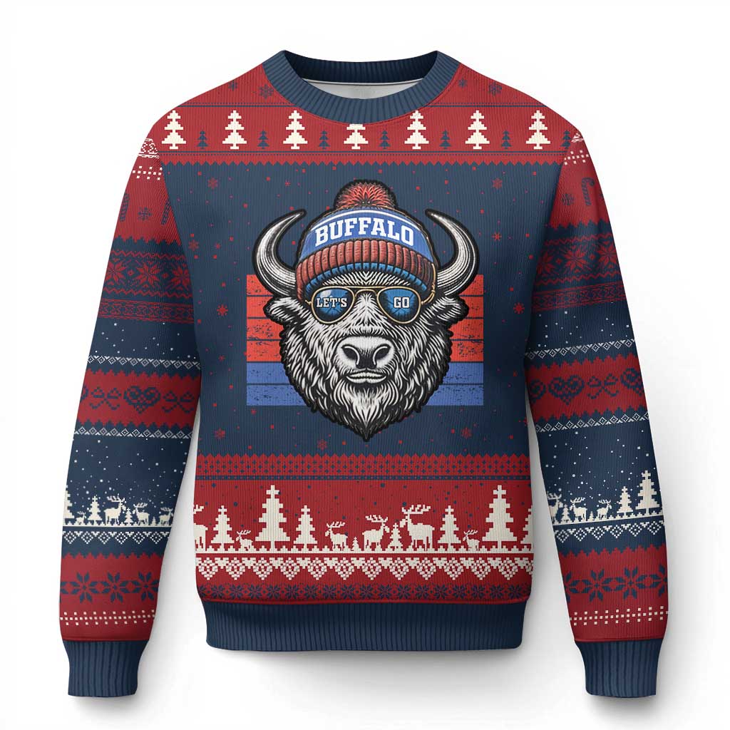 Buffalo Football Ugly Christmas Sweater Vintage 90s Bill Fan Game Day - Wonder Print Shop