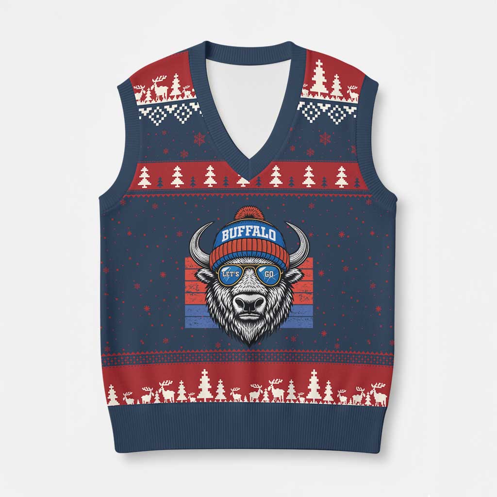 Buffalo Football V-Neck Knit Sweater Vest Vintage 90s Bill Fan Game Day - Wonder Print Shop
