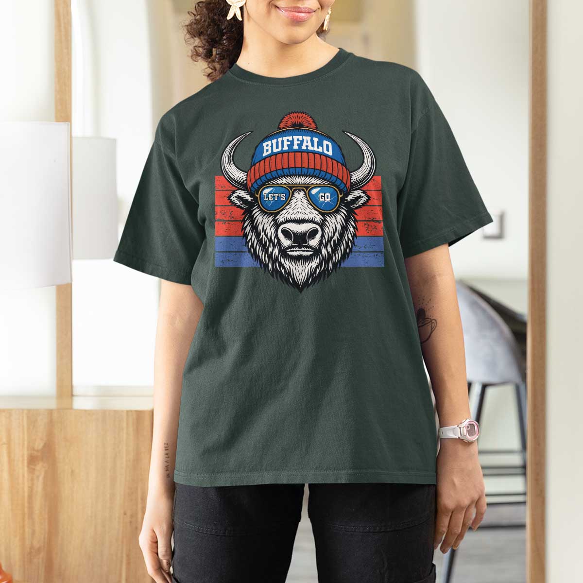 Buffalo Football T Shirt For Women Vintage 90s Bill Fan Game Day - Wonder Print Shop