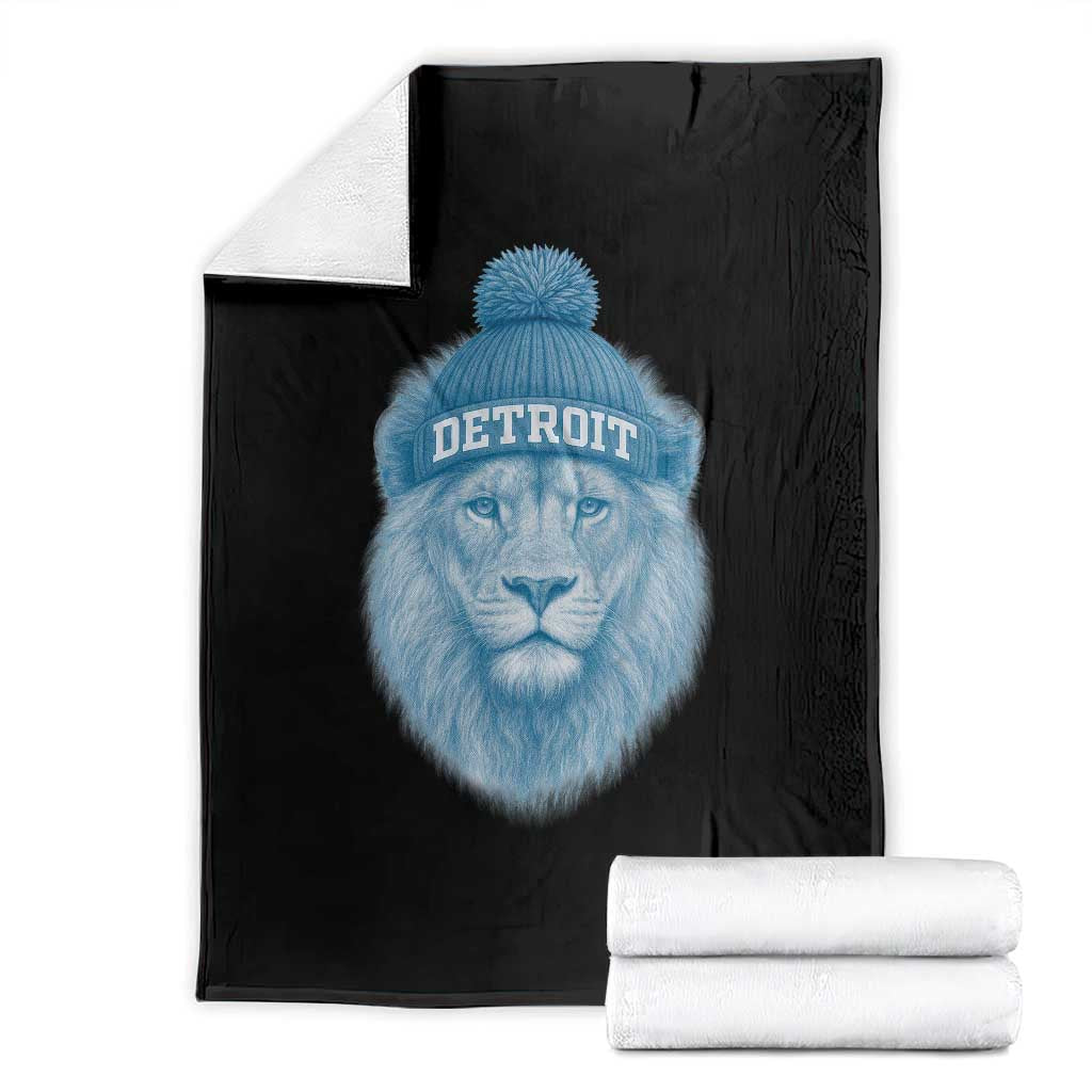 Detroit Football Throw Blanket Retro Lions Mascot Sport Fan - Wonder Print Shop