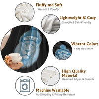 Detroit Football Throw Blanket Retro Lions Mascot Sport Fan - Wonder Print Shop