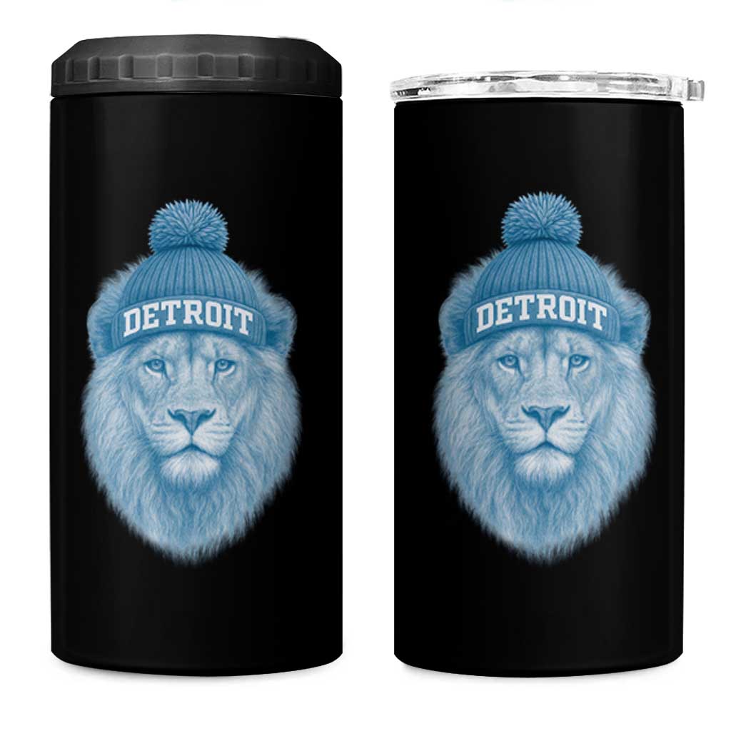 Detroit Football 4 in 1 Can Cooler Tumbler Retro Lions Mascot Sport Fan - Wonder Print Shop