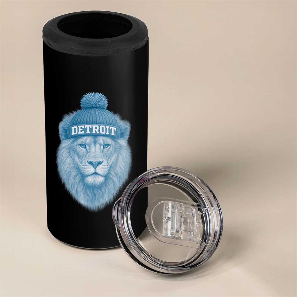 Detroit Football 4 in 1 Can Cooler Tumbler Retro Lions Mascot Sport Fan - Wonder Print Shop