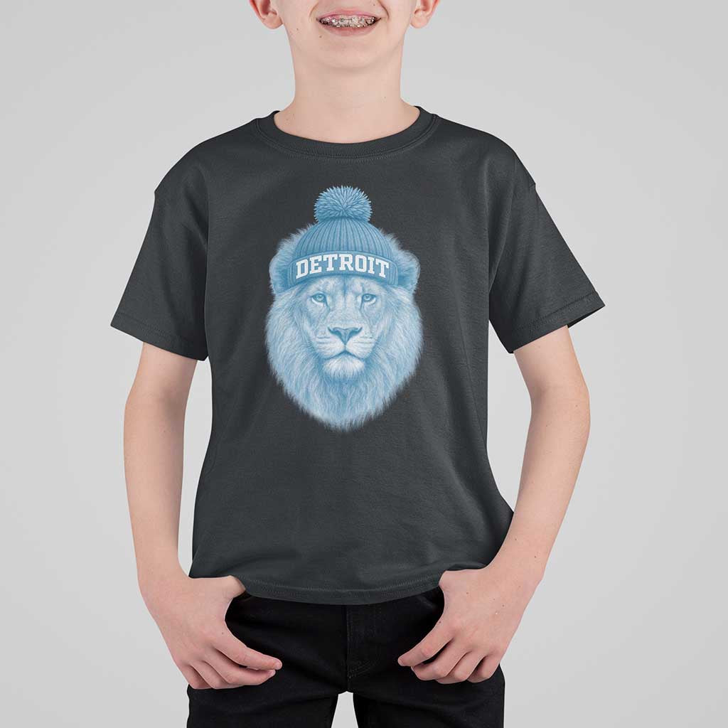Detroit Football T Shirt For Kid Retro Lions Mascot Sport Fan - Wonder Print Shop
