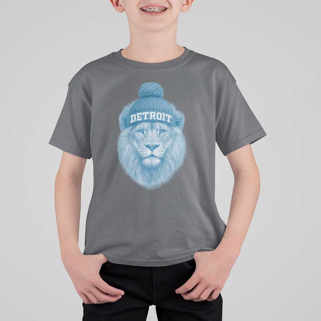 Detroit Football T Shirt For Kid Retro Lions Mascot Sport Fan - Wonder Print Shop