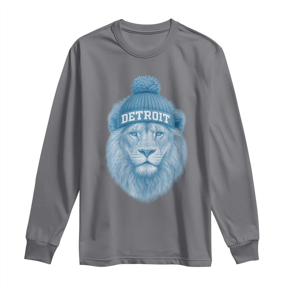 Detroit Football Long Sleeve Shirt Retro Lions Mascot Sport Fan - Wonder Print Shop