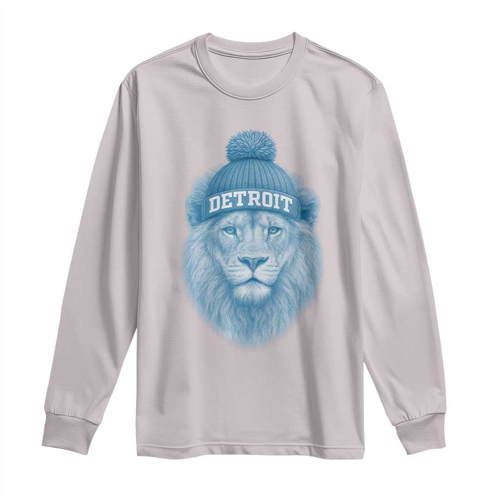 Detroit Football Long Sleeve Shirt Retro Lions Mascot Sport Fan - Wonder Print Shop