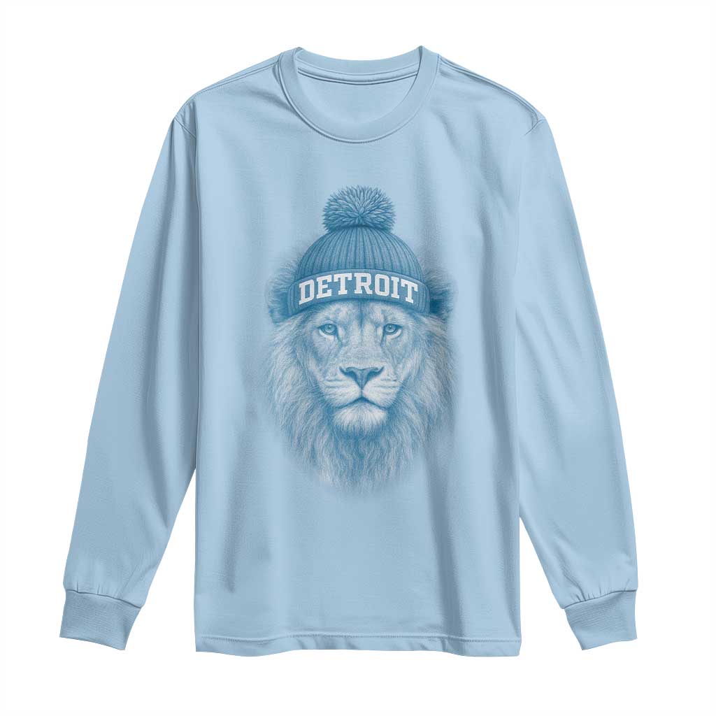 Detroit Football Long Sleeve Shirt Retro Lions Mascot Sport Fan - Wonder Print Shop