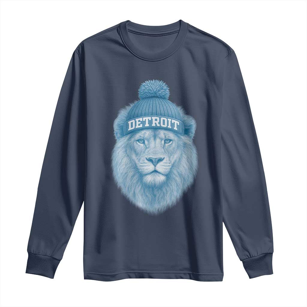 Detroit Football Long Sleeve Shirt Retro Lions Mascot Sport Fan - Wonder Print Shop