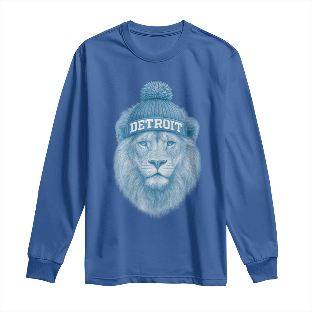 Detroit Football Long Sleeve Shirt Retro Lions Mascot Sport Fan - Wonder Print Shop
