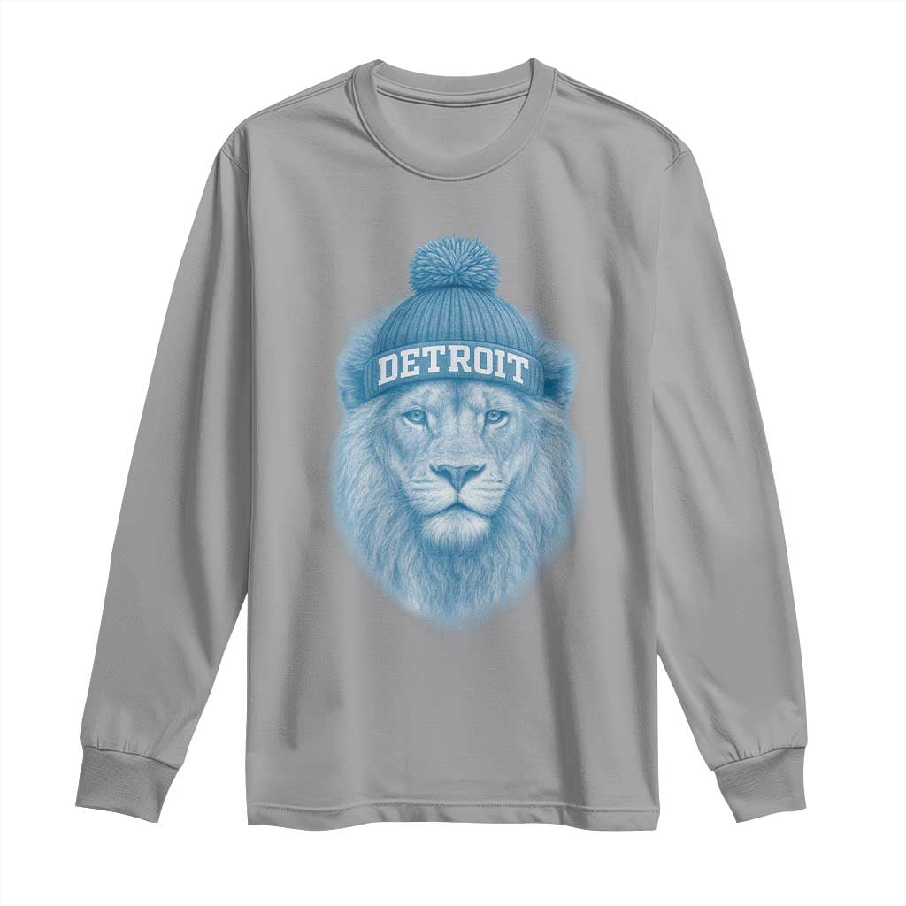 Detroit Football Long Sleeve Shirt Retro Lions Mascot Sport Fan - Wonder Print Shop