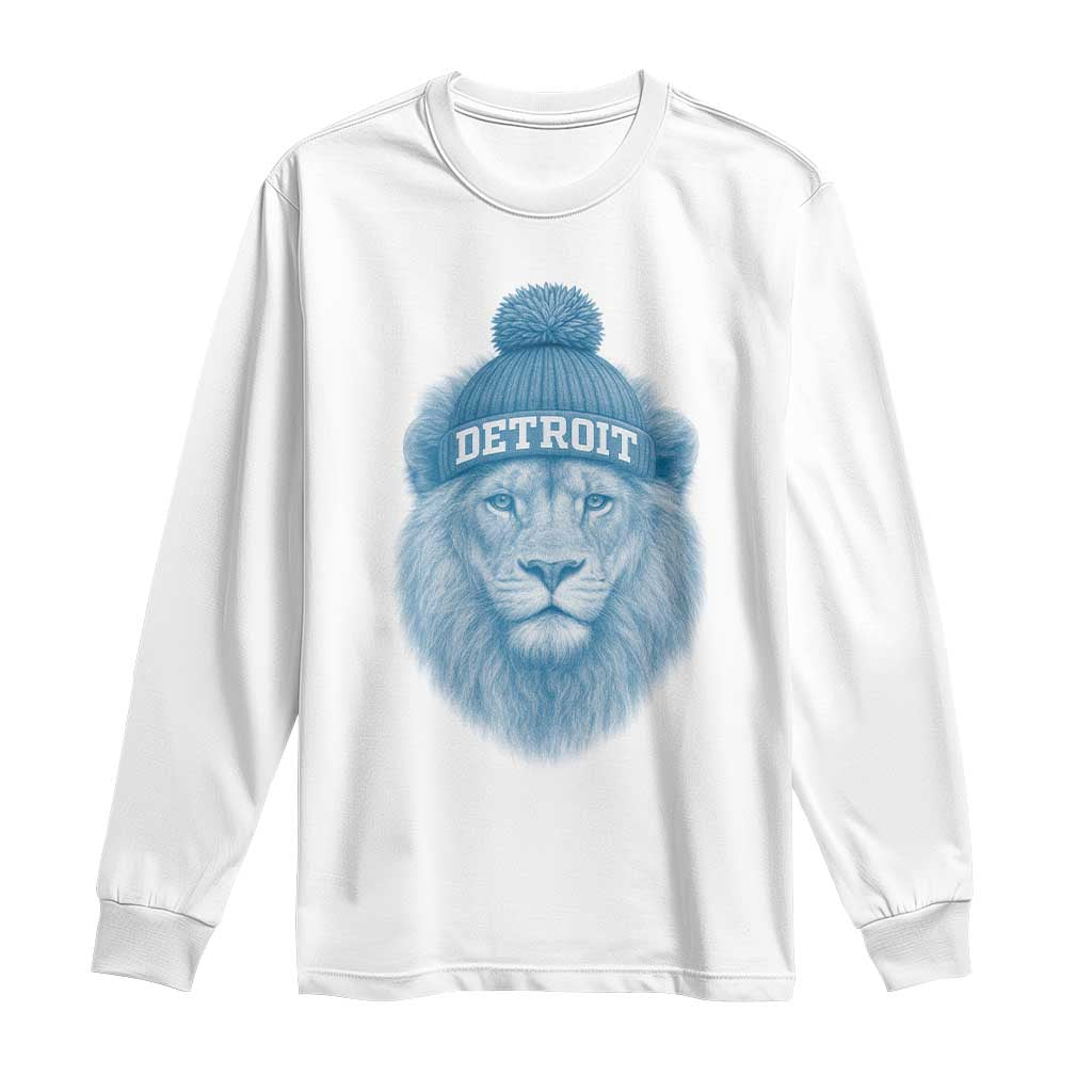 Detroit Football Long Sleeve Shirt Retro Lions Mascot Sport Fan - Wonder Print Shop