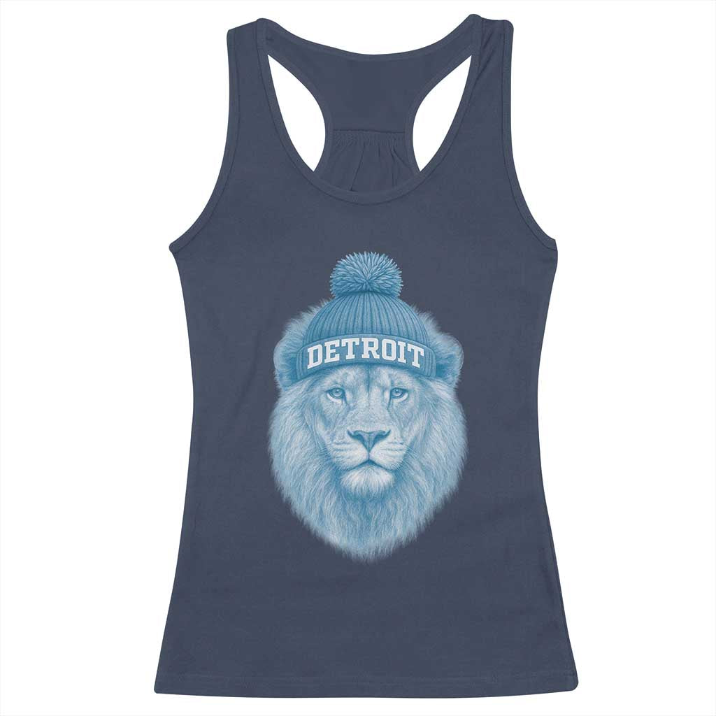 Detroit Football Racerback Tank Top Retro Lions Mascot Sport Fan - Wonder Print Shop