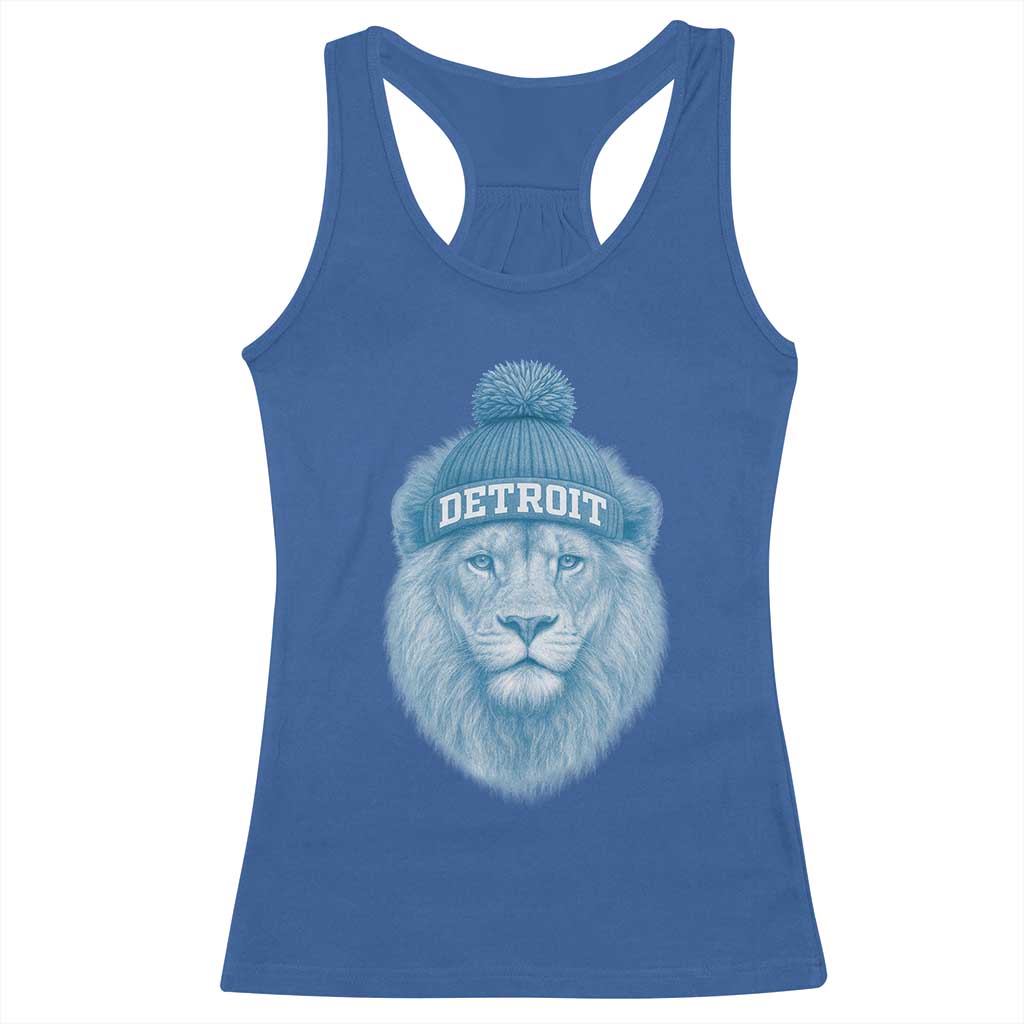 Detroit Football Racerback Tank Top Retro Lions Mascot Sport Fan - Wonder Print Shop