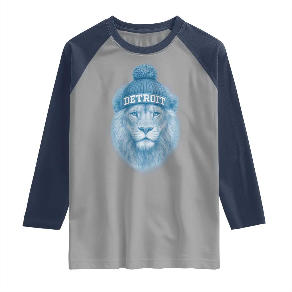 Detroit Football Raglan Shirt Retro Lions Mascot Sport Fan - Wonder Print Shop