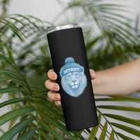 Detroit Football Skinny Tumbler Retro Lions Mascot Sport Fan - Wonder Print Shop