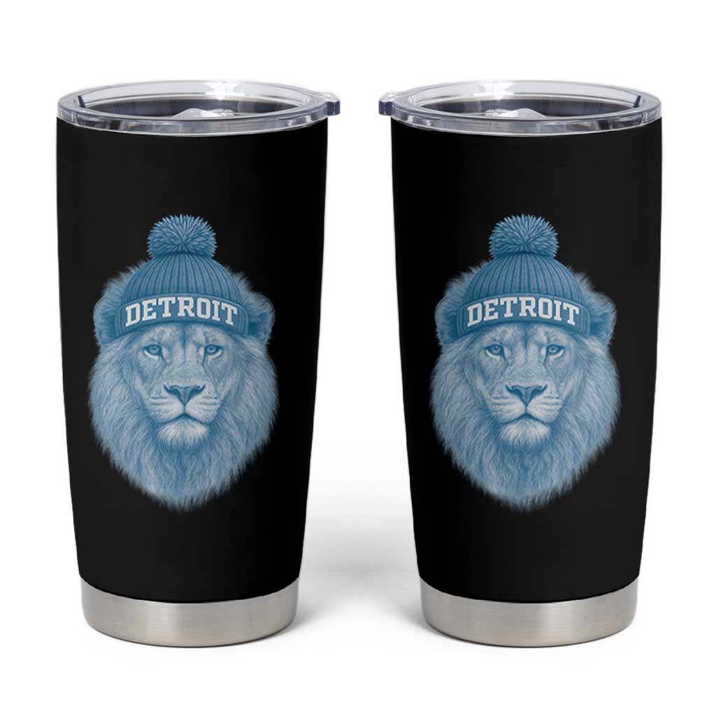 Detroit Football Tumbler Cup Retro Lions Mascot Sport Fan - Wonder Print Shop