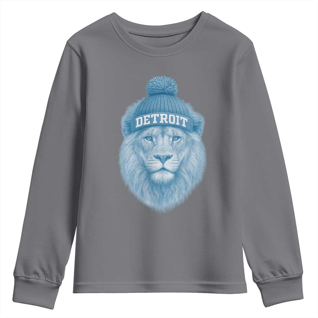 Detroit Football Youth Sweatshirt Retro Lions Mascot Sport Fan - Wonder Print Shop