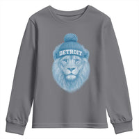 Detroit Football Youth Sweatshirt Retro Lions Mascot Sport Fan - Wonder Print Shop