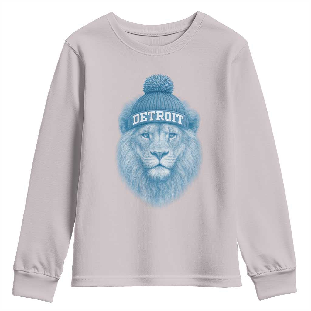 Detroit Football Youth Sweatshirt Retro Lions Mascot Sport Fan - Wonder Print Shop