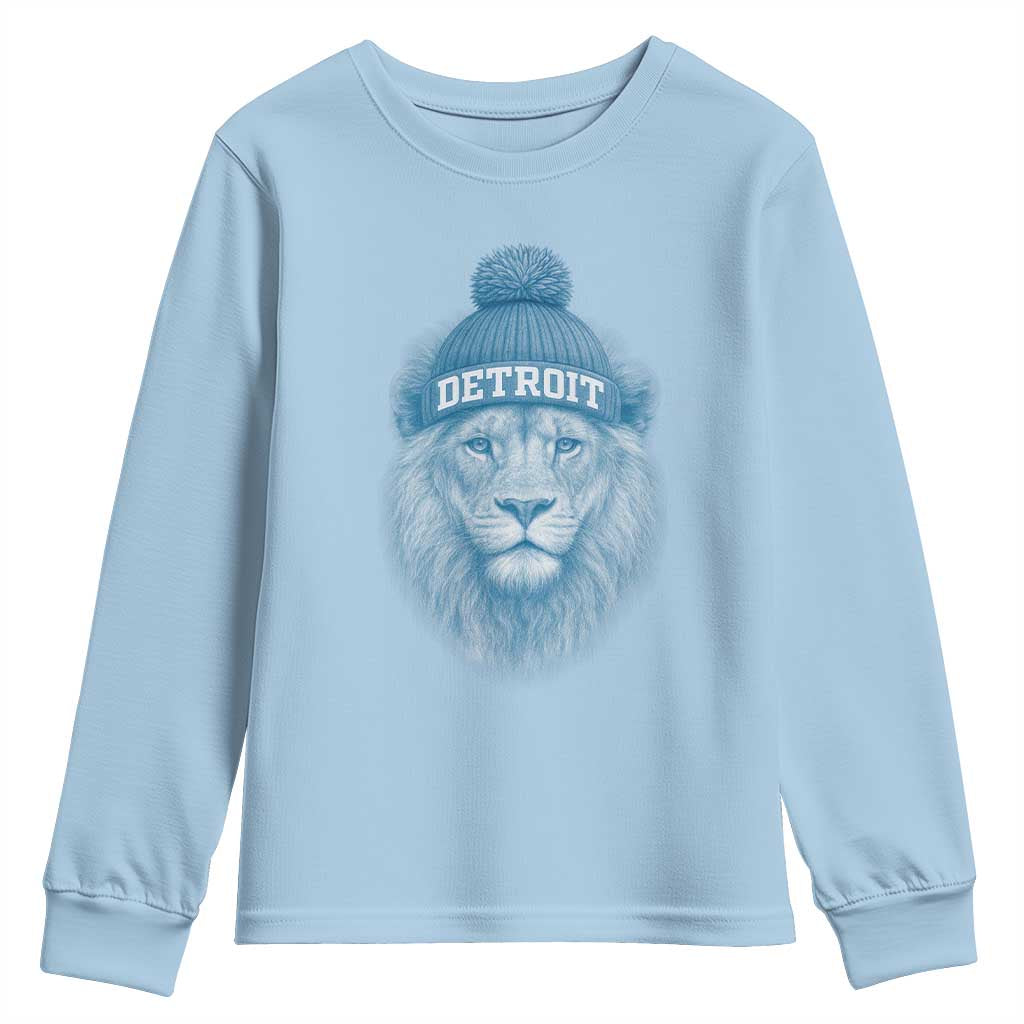 Detroit Football Youth Sweatshirt Retro Lions Mascot Sport Fan - Wonder Print Shop