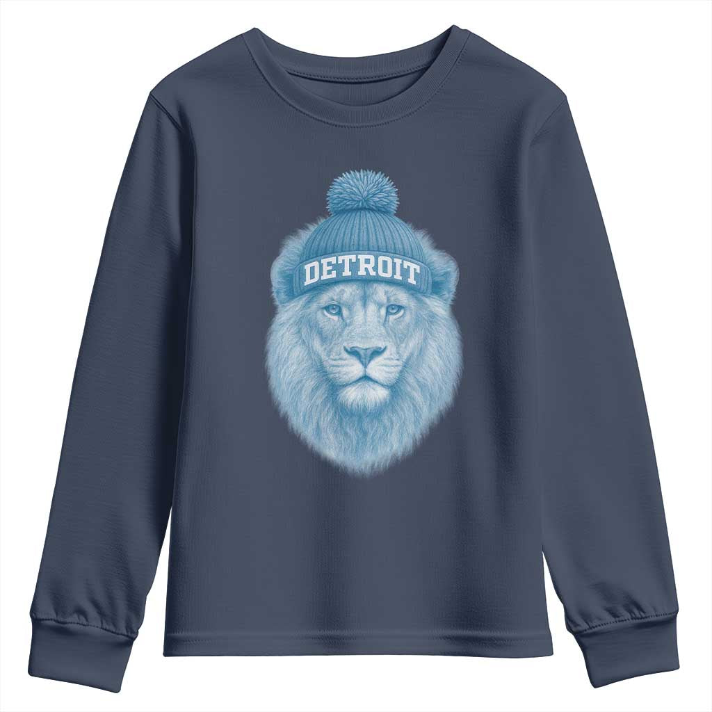 Detroit Football Youth Sweatshirt Retro Lions Mascot Sport Fan - Wonder Print Shop