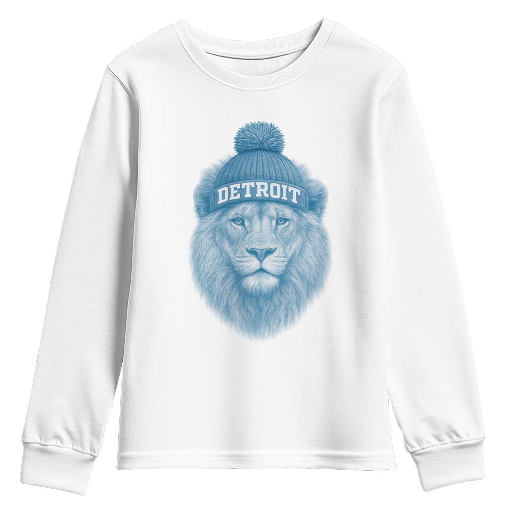Detroit Football Youth Sweatshirt Retro Lions Mascot Sport Fan - Wonder Print Shop