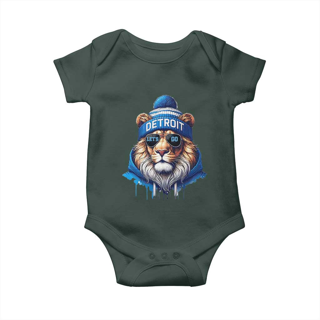 Lion Lovers Baby Onesie Wearing Glasses Sunday Detroit Fan Apparel