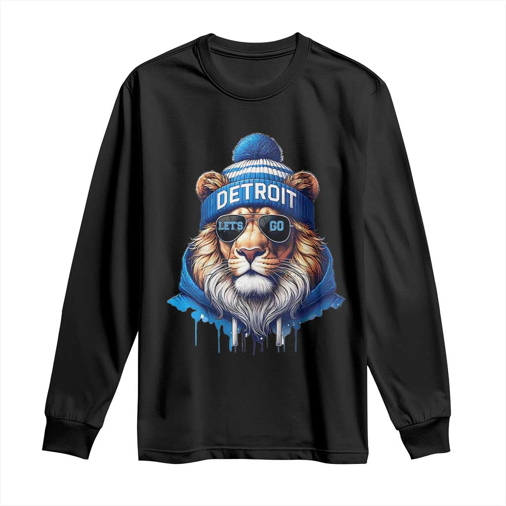 Lion Lovers Long Sleeve Shirt Wearing Glasses Sunday Detroit Fan Apparel