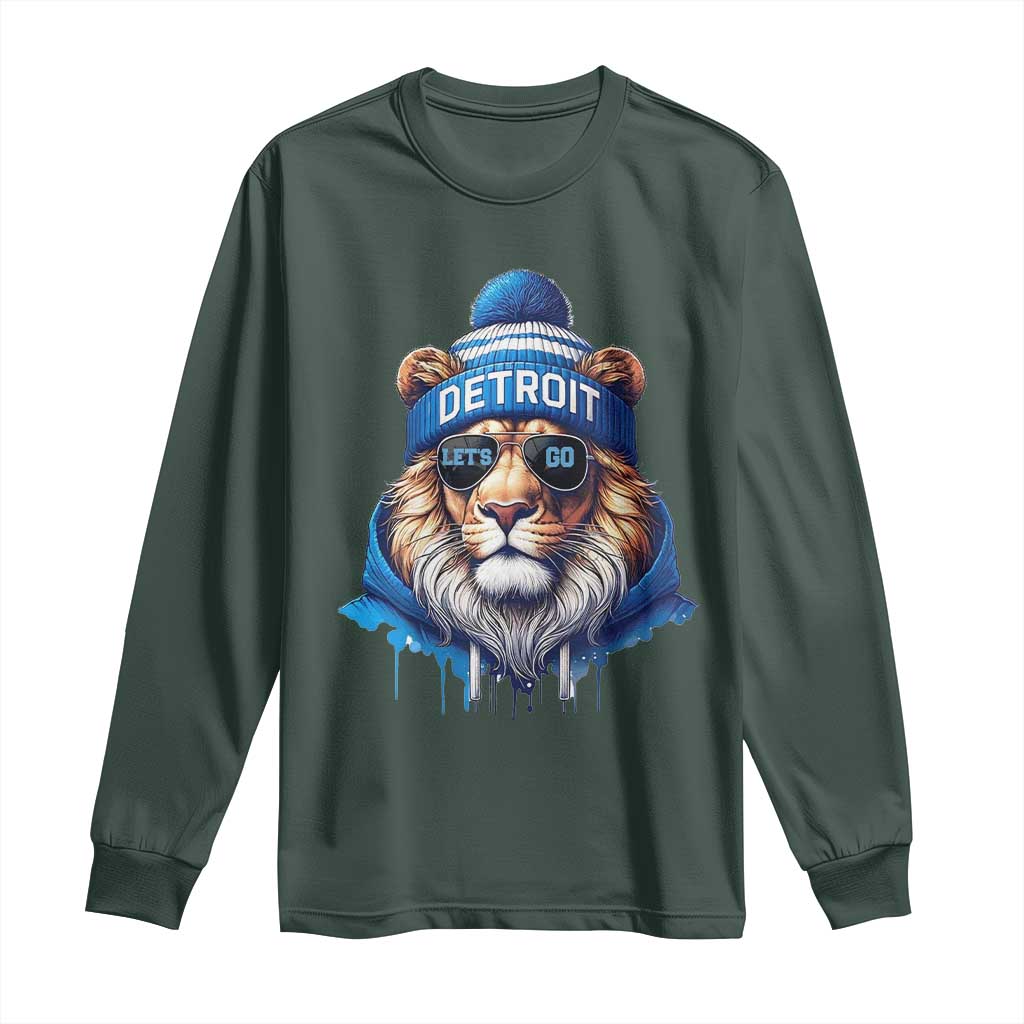 Lion Lovers Long Sleeve Shirt Wearing Glasses Sunday Detroit Fan Apparel