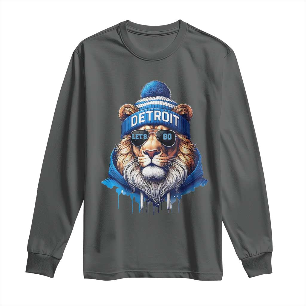 Lion Lovers Long Sleeve Shirt Wearing Glasses Sunday Detroit Fan Apparel