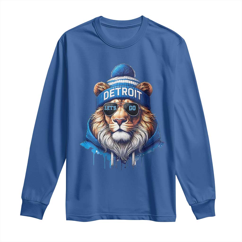 Lion Lovers Long Sleeve Shirt Wearing Glasses Sunday Detroit Fan Apparel