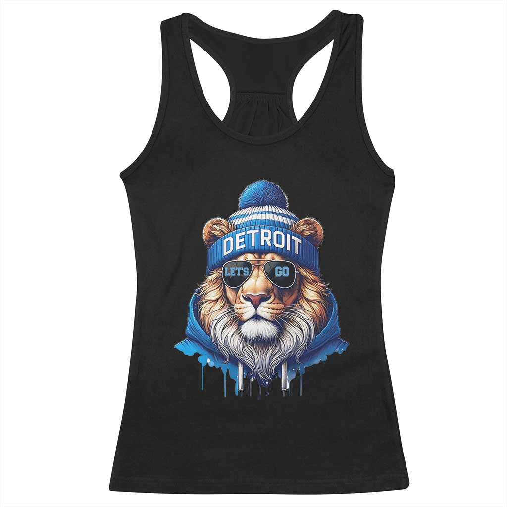 Lion Lovers Racerback Tank Top Wearing Glasses Sunday Detroit Fan Apparel