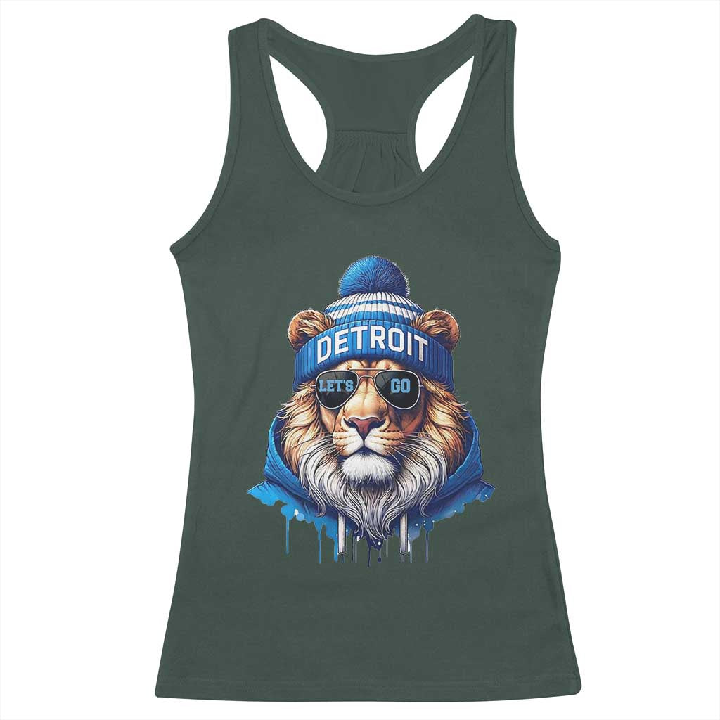 Lion Lovers Racerback Tank Top Wearing Glasses Sunday Detroit Fan Apparel