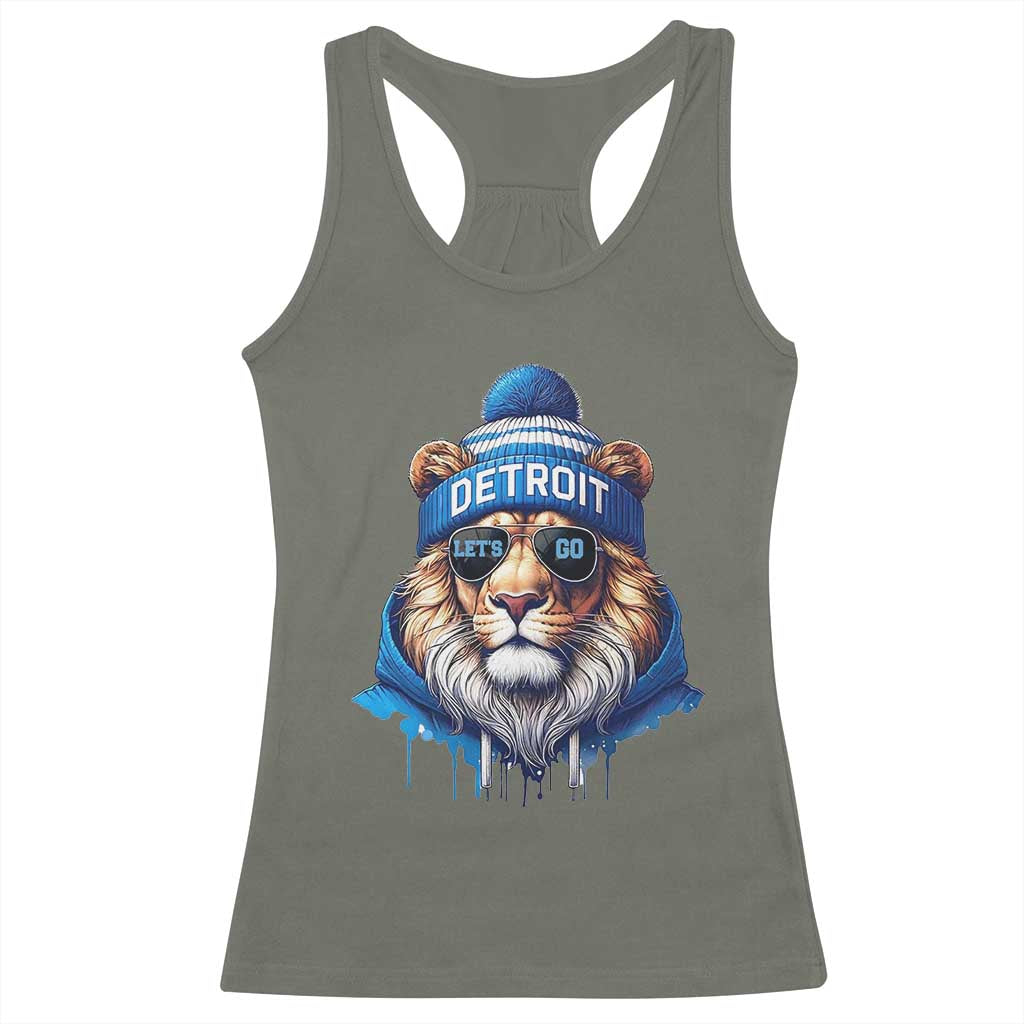 Lion Lovers Racerback Tank Top Wearing Glasses Sunday Detroit Fan Apparel