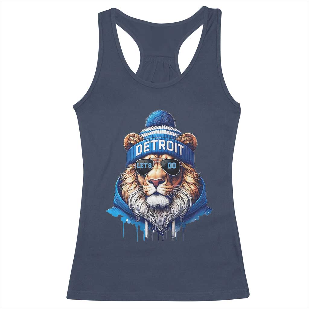 Lion Lovers Racerback Tank Top Wearing Glasses Sunday Detroit Fan Apparel