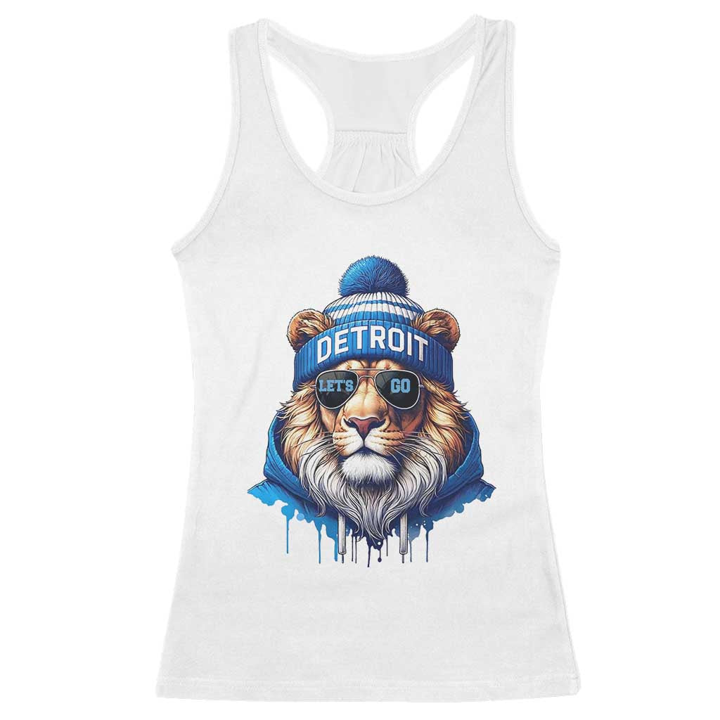 Lion Lovers Racerback Tank Top Wearing Glasses Sunday Detroit Fan Apparel