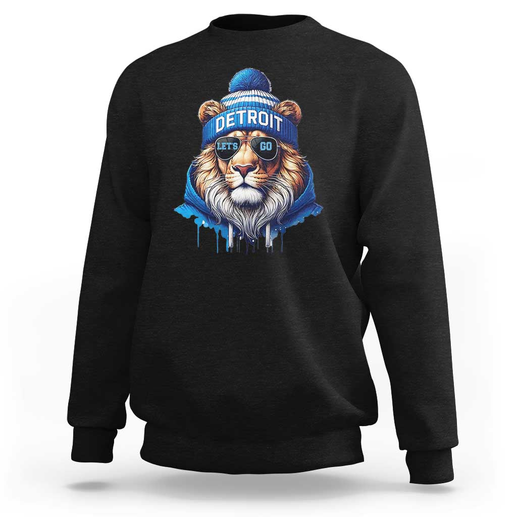 Lion Lovers Sweatshirt Wearing Glasses Sunday Detroit Fan Apparel - Wonder Print Shop
