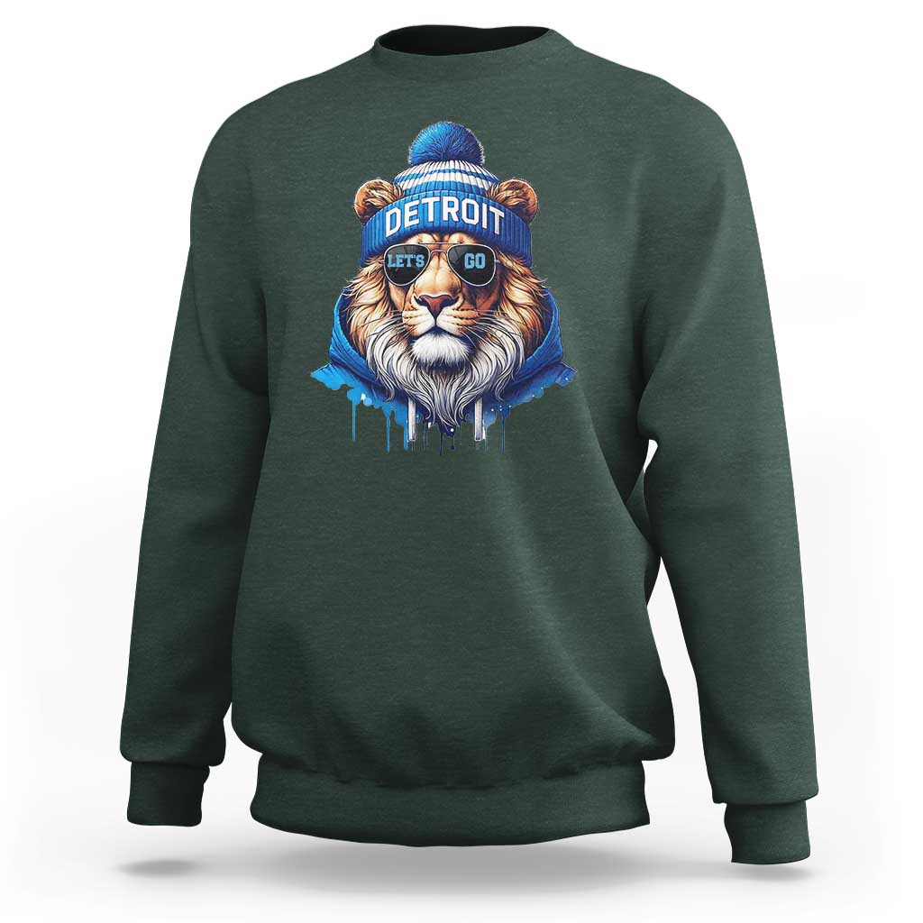 Lion Lovers Sweatshirt Wearing Glasses Sunday Detroit Fan Apparel - Wonder Print Shop