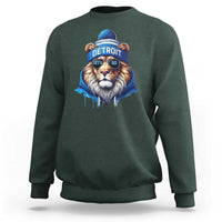 Lion Lovers Sweatshirt Wearing Glasses Sunday Detroit Fan Apparel - Wonder Print Shop