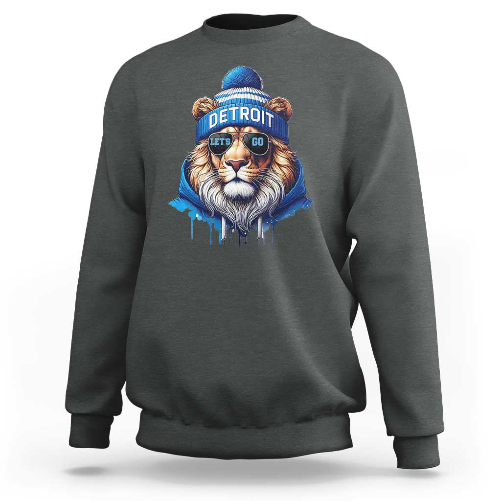 Lion Lovers Sweatshirt Wearing Glasses Sunday Detroit Fan Apparel - Wonder Print Shop
