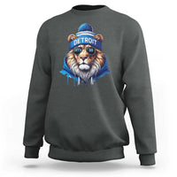 Lion Lovers Sweatshirt Wearing Glasses Sunday Detroit Fan Apparel - Wonder Print Shop