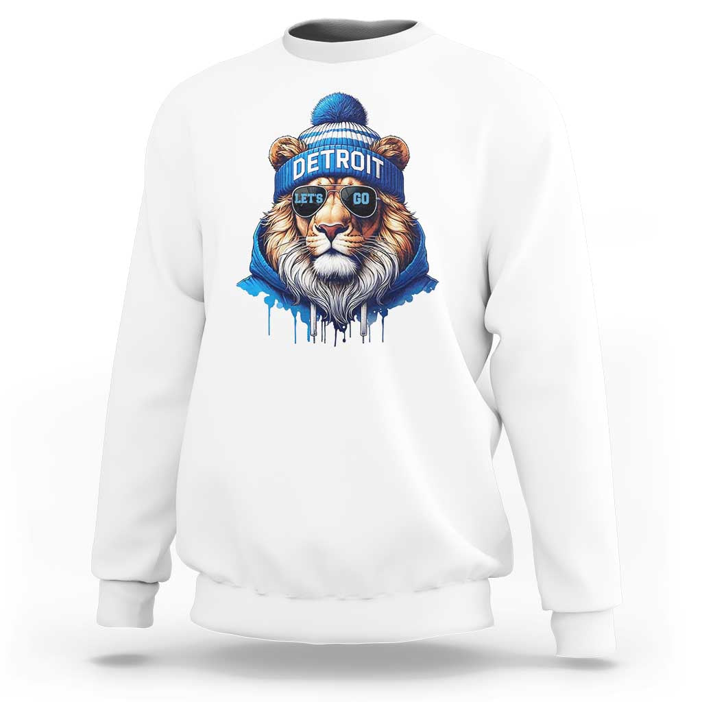 Lion Lovers Sweatshirt Wearing Glasses Sunday Detroit Fan Apparel - Wonder Print Shop