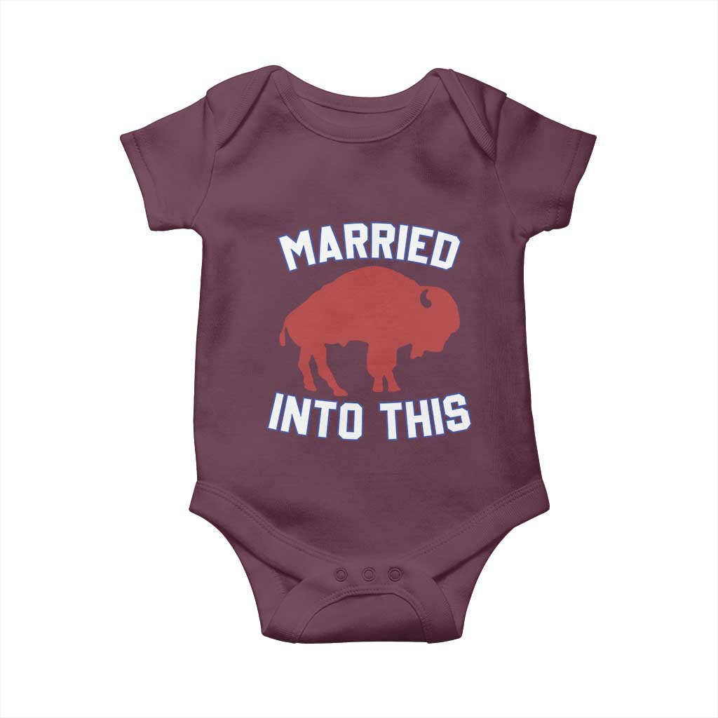 Married Into This Buffalo Baby Onesie Vintage Sport Mafia Wife Wedding Gifts - Wonder Print Shop