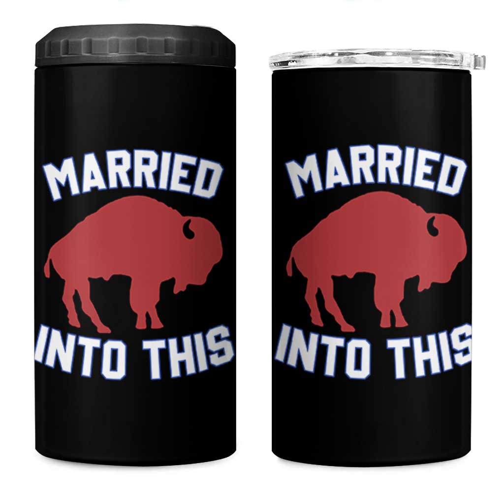 Married Into This Buffalo 4 in 1 Can Cooler Tumbler Vintage Sport Mafia Wife Wedding Gifts - Wonder Print Shop