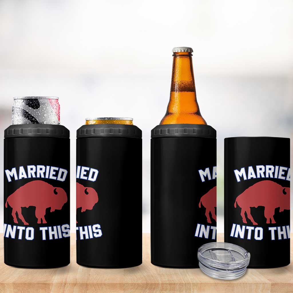 Married Into This Buffalo 4 in 1 Can Cooler Tumbler Vintage Sport Mafia Wife Wedding Gifts - Wonder Print Shop