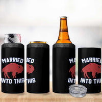 Married Into This Buffalo 4 in 1 Can Cooler Tumbler Vintage Sport Mafia Wife Wedding Gifts - Wonder Print Shop
