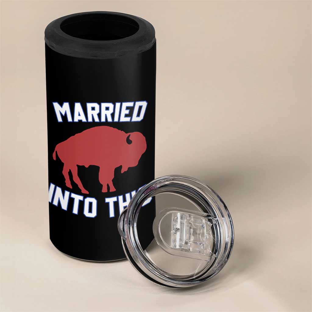 Married Into This Buffalo 4 in 1 Can Cooler Tumbler Vintage Sport Mafia Wife Wedding Gifts - Wonder Print Shop