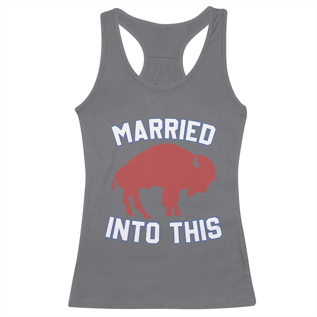 Married Into This Buffalo Racerback Tank Top Vintage Sport Mafia Wife Wedding Gifts - Wonder Print Shop