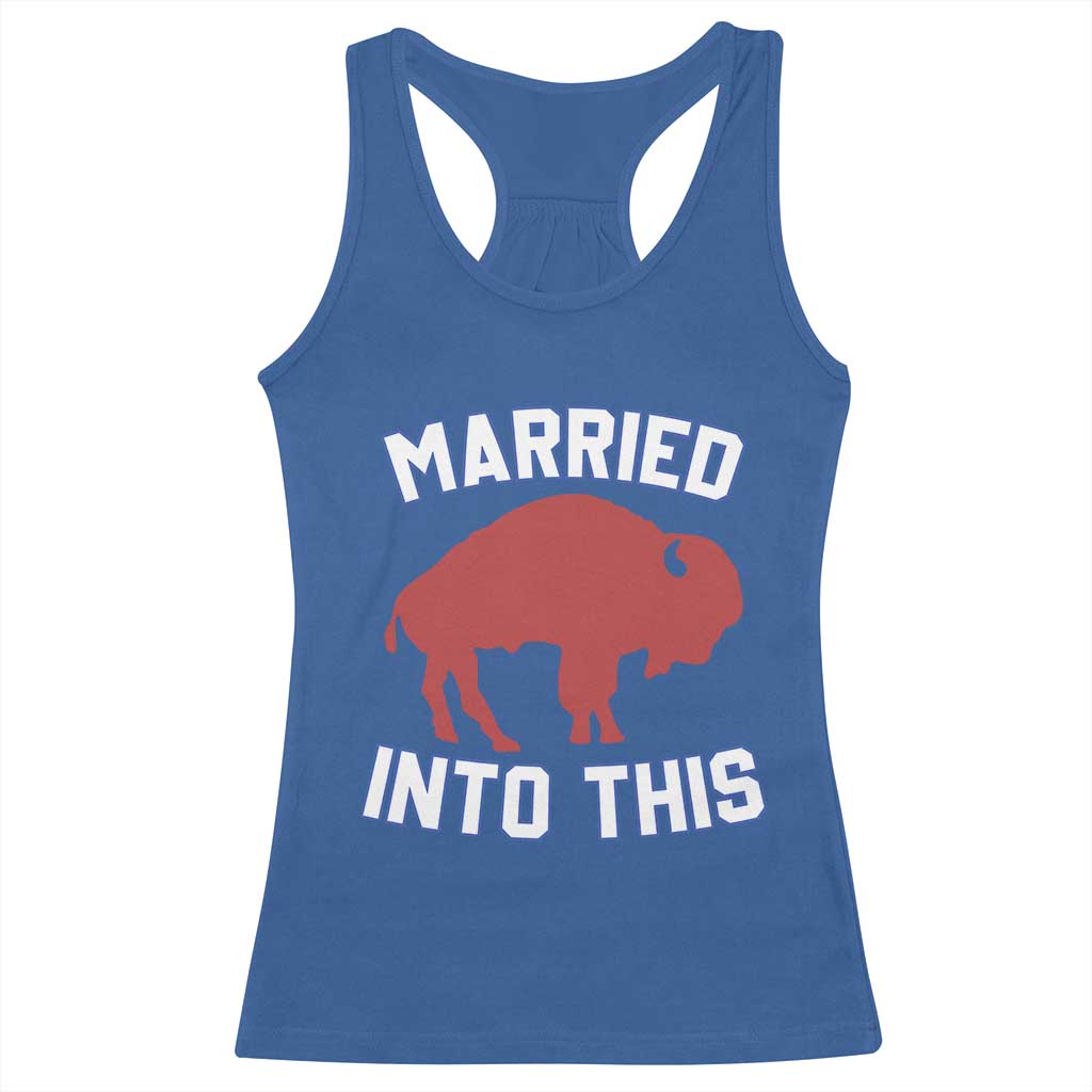 Married Into This Buffalo Racerback Tank Top Vintage Sport Mafia Wife Wedding Gifts - Wonder Print Shop